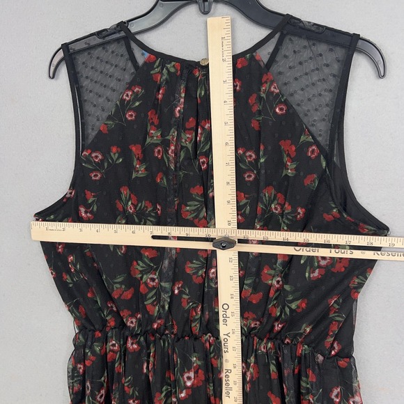 Draper James RSVP Dress Womens Large Black Red Floral Rose Swiss Dot Romantic - Picture 10 of 13